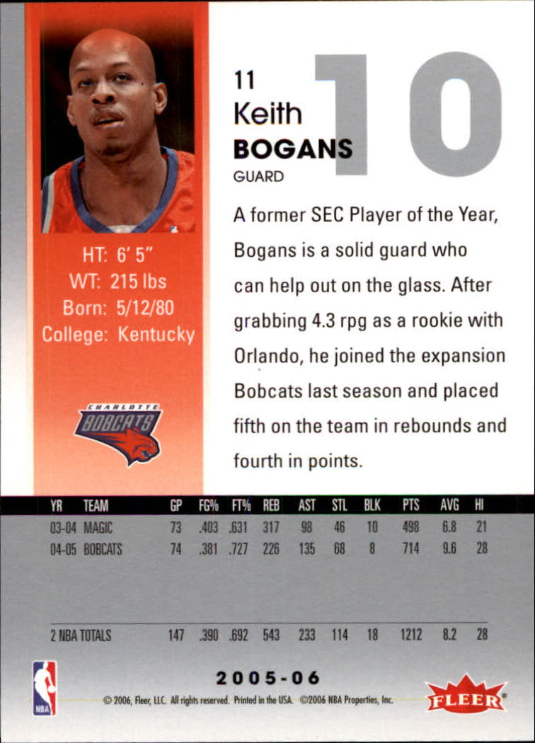 2005-06 Hoops #11 Keith Bogans back image
