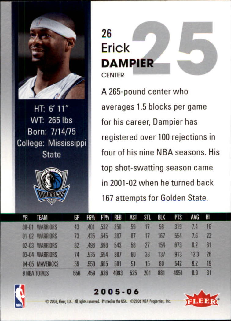 2005-06 Hoops #26 Erick Dampier back image