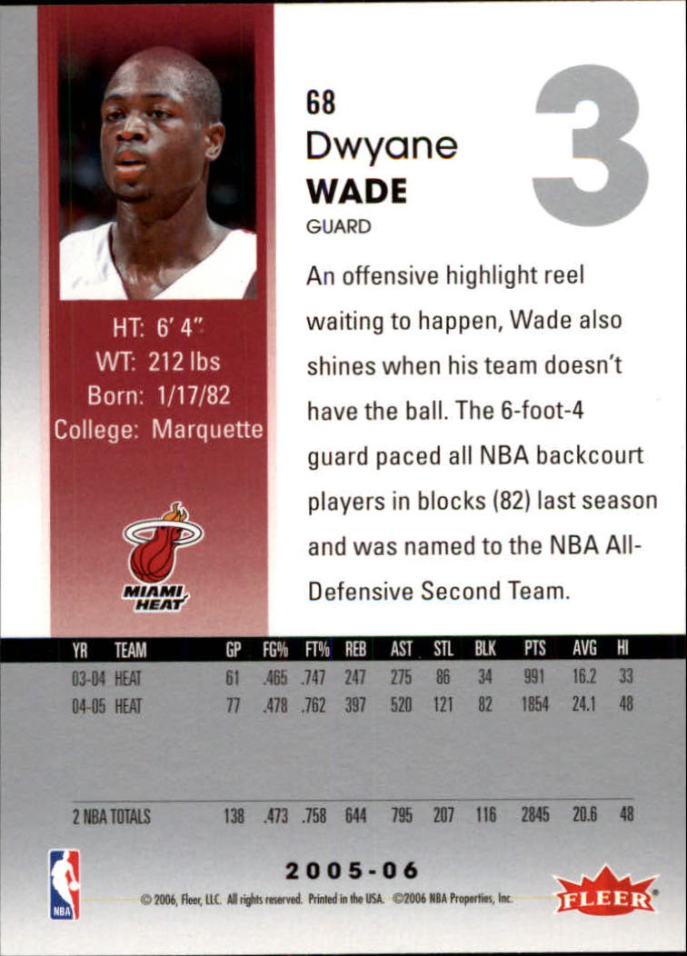 2005-06 Hoops #68 Dwyane Wade back image
