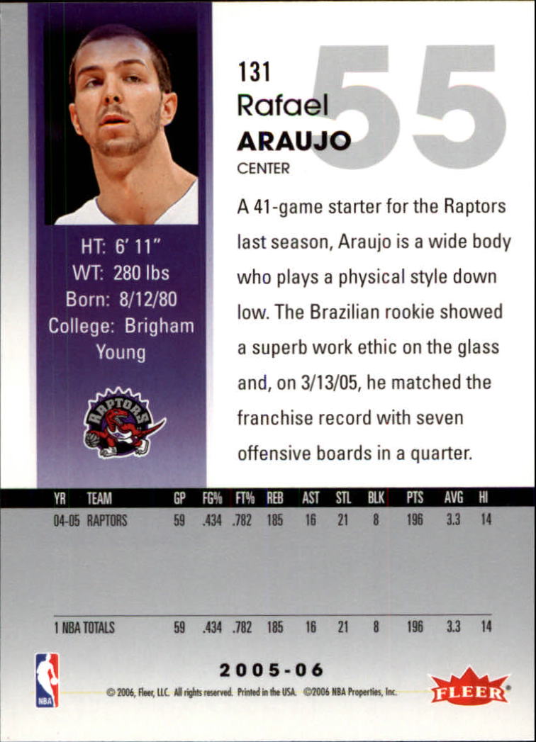 2005-06 Hoops #131 Rafael Araujo back image