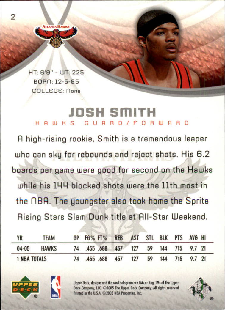 2005-06 SP Game Used #2 Josh Smith back image