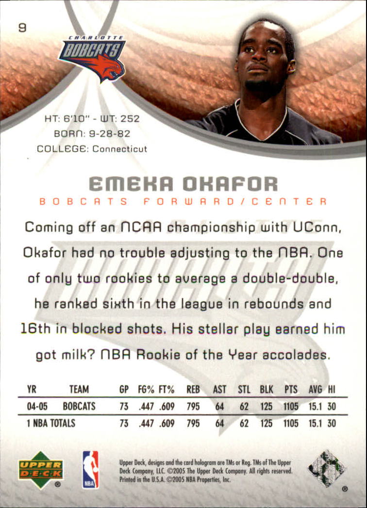 2005-06 SP Game Used #9 Emeka Okafor back image