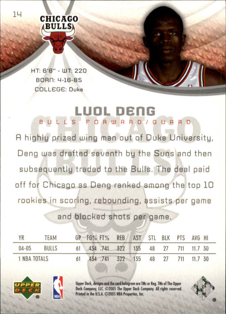 2005-06 SP Game Used #14 Luol Deng back image