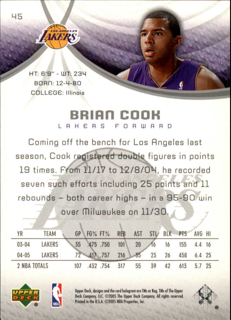 2005-06 SP Game Used #45 Brian Cook back image
