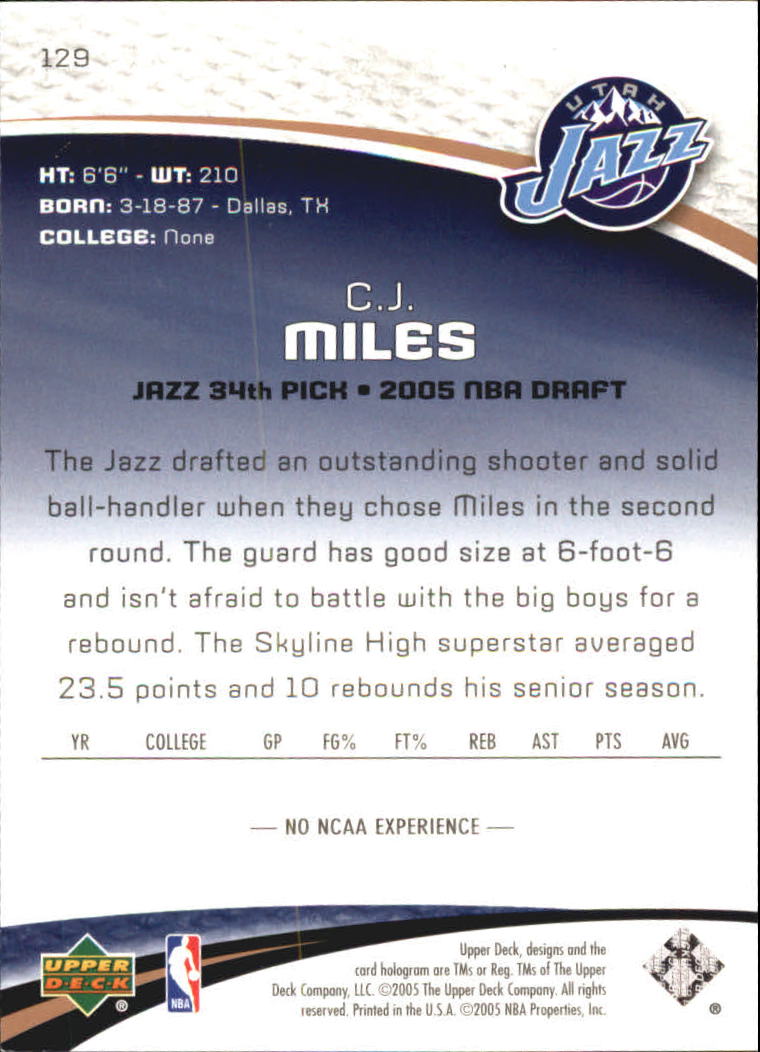 2005-06 SP Game Used 100 #129  C.J. Miles
