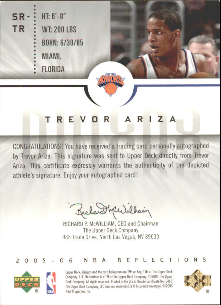 2005-06 Reflections Signatures #TR Trevor Ariza back image