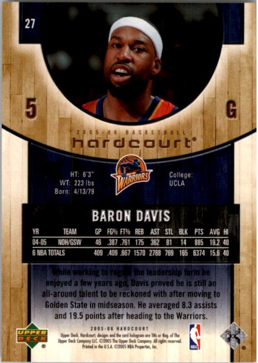 2005-06 Upper Deck Hardcourt #27 Baron Davis back image