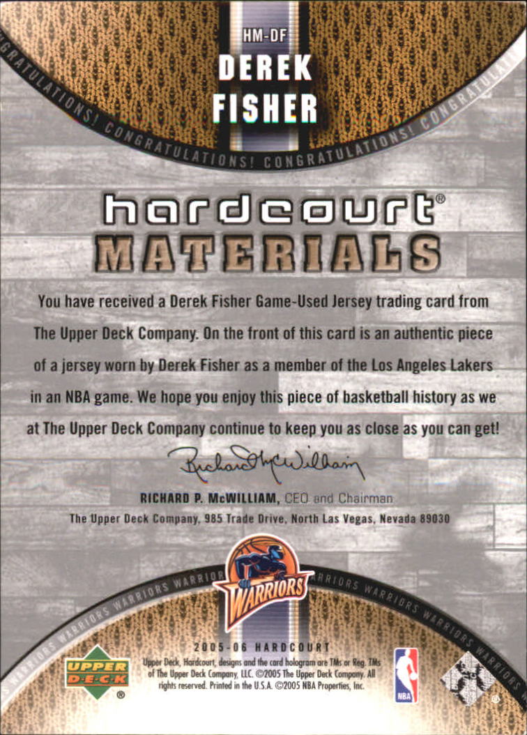 2005-06 Upper Deck Hardcourt Materials #DF Derek Fisher back image