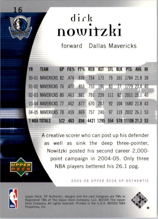 2005-06 SP Authentic #16 Dirk Nowitzki back image