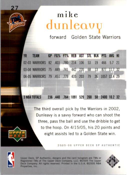 2005-06 SP Authentic #27 Mike Dunleavy back image