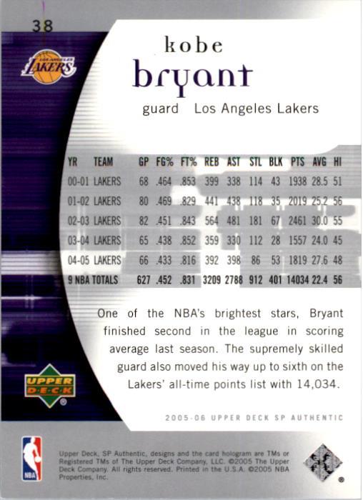 2005-06 SP Authentic #38 Kobe Bryant back image