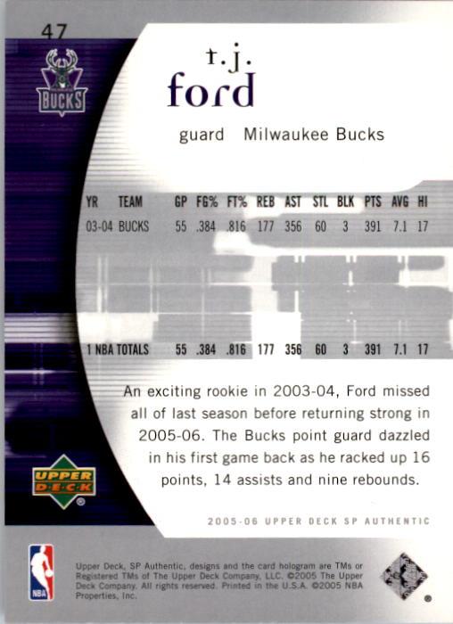 2005-06 SP Authentic #47 T.J. Ford back image