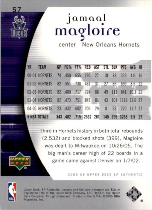 2005-06 SP Authentic #57 Jamaal Magloire back image