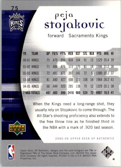 2005-06 SP Authentic #75 Peja Stojakovic back image
