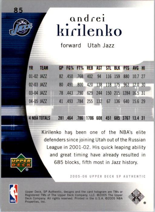2005-06 SP Authentic #85 Andrei Kirilenko back image