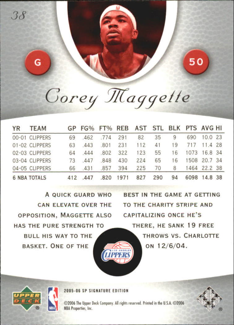 2005-06 SP Signature Edition #38 Corey Maggette back image
