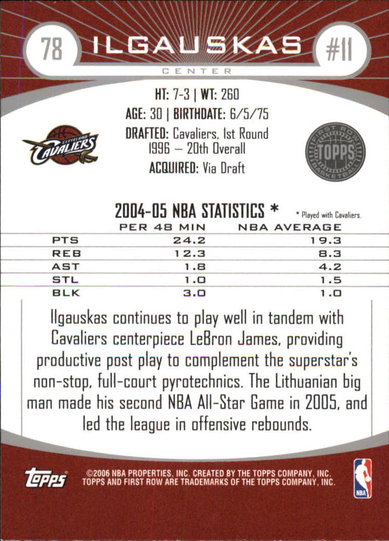 2005-06 Topps First Row #78 Zydrunas Ilgauskas