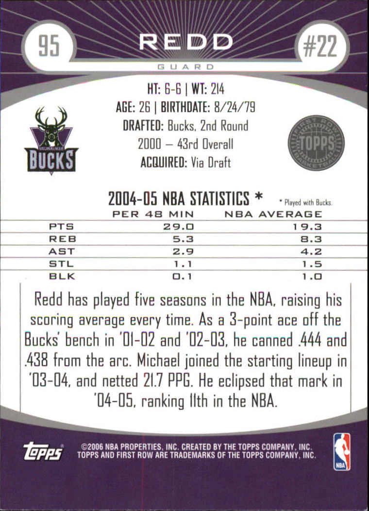 2005-06 Topps First Row #95 Michael Redd back image