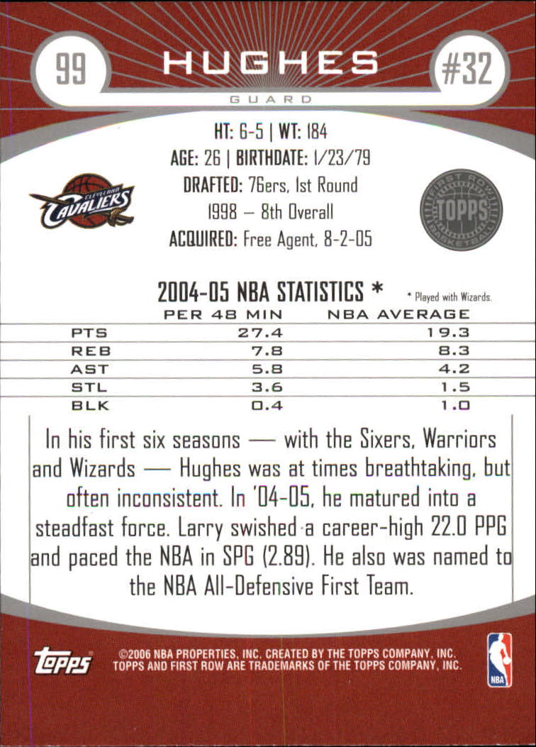 2005-06 Topps First Row #99 Larry Hughes back image