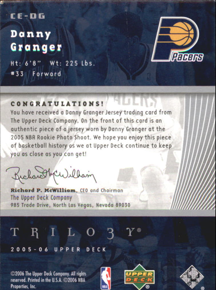 2005-06 Upper Deck Trilogy The Cutting Edge #DG Danny Granger back image