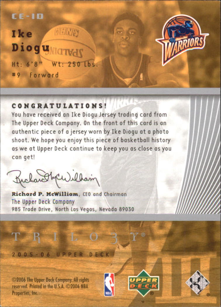 2005-06 Upper Deck Trilogy The Cutting Edge #ID Ike Diogu back image