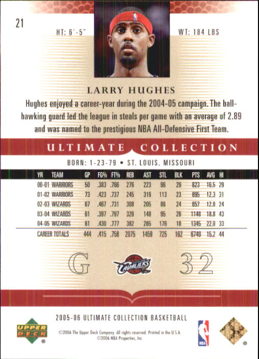 2005-06 Ultimate Collection #21 Larry Hughes back image