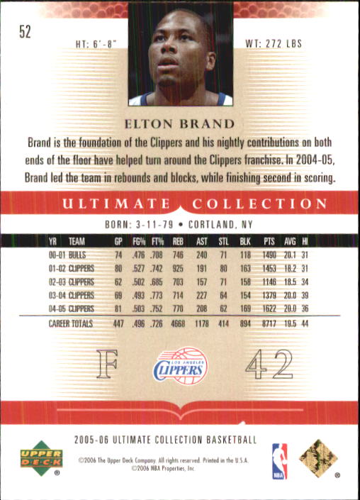2005-06 Ultimate Collection #52 Elton Brand
