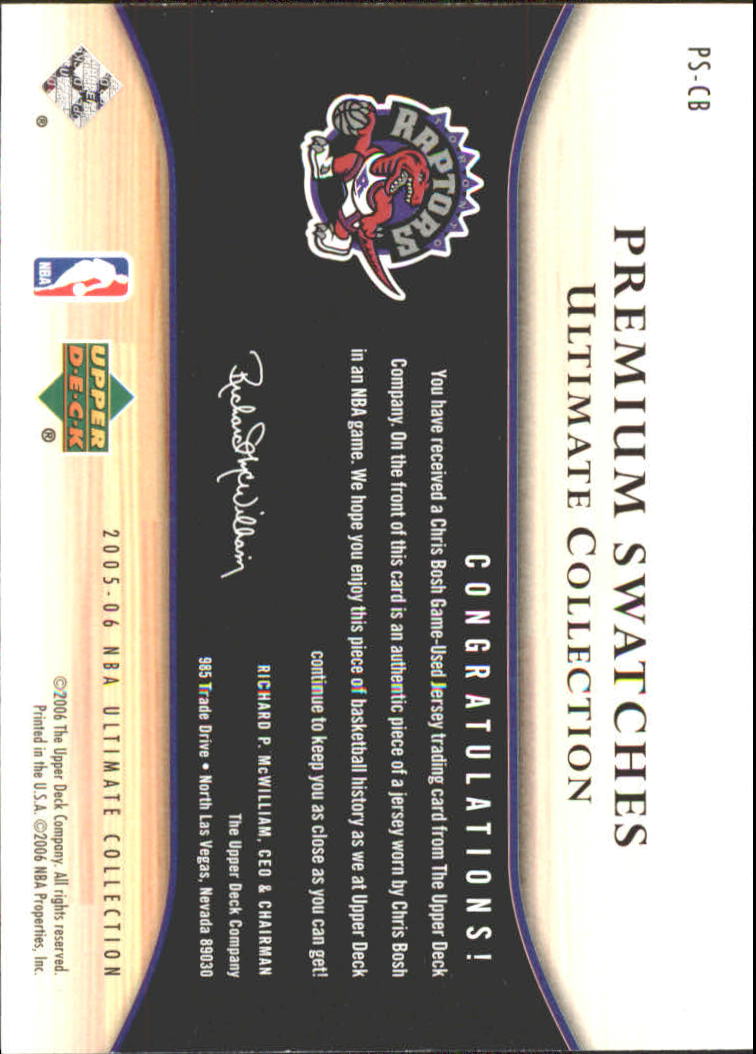 2005-06 Ultimate Collection Premium Swatches #PSCB Chris Bosh back image
