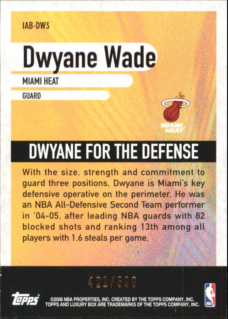 2005-06 Topps Luxury Box Industry Anchors  #DW3 Dwyane Wade back image