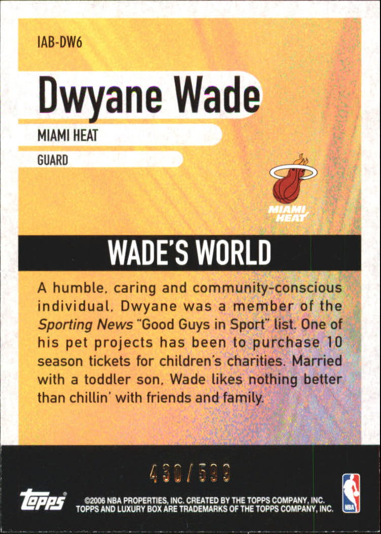2005-06 Topps Luxury Box Industry Anchors  #DW6 Dwyane Wade back image