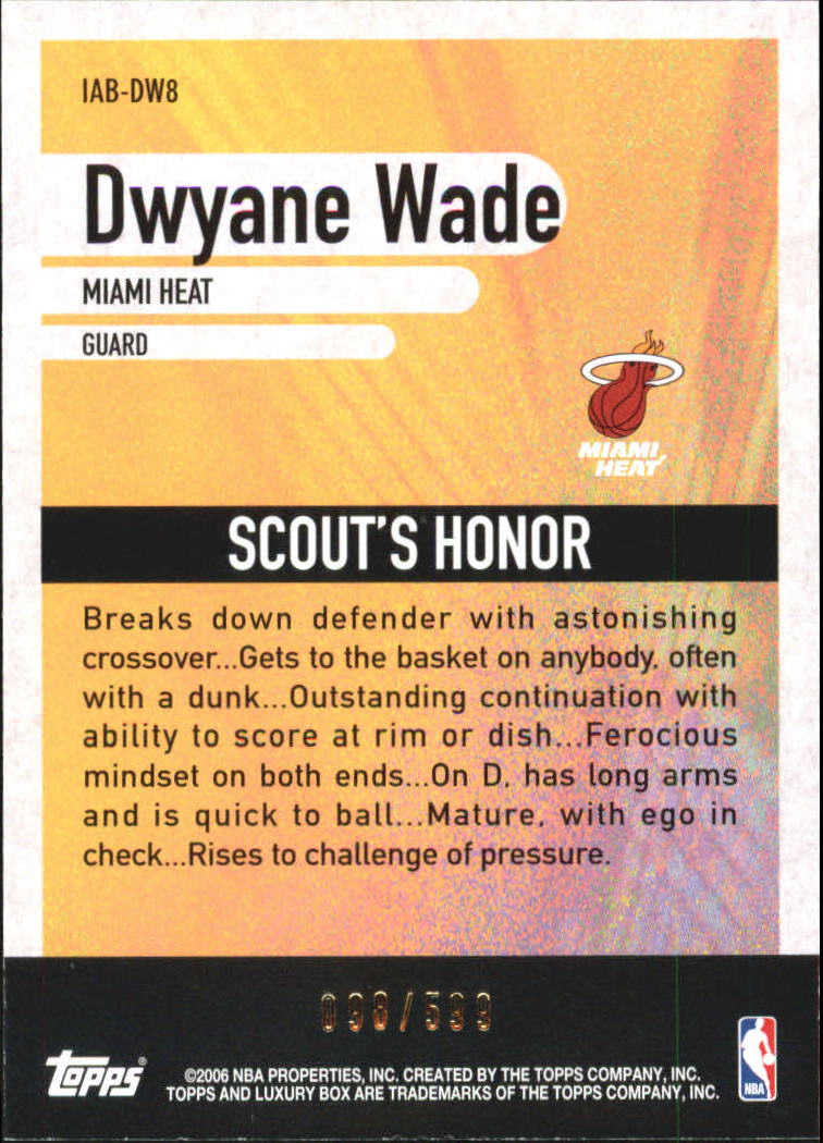 2005-06 Topps Luxury Box Industry Anchors  #DW8 Dwyane Wade back image