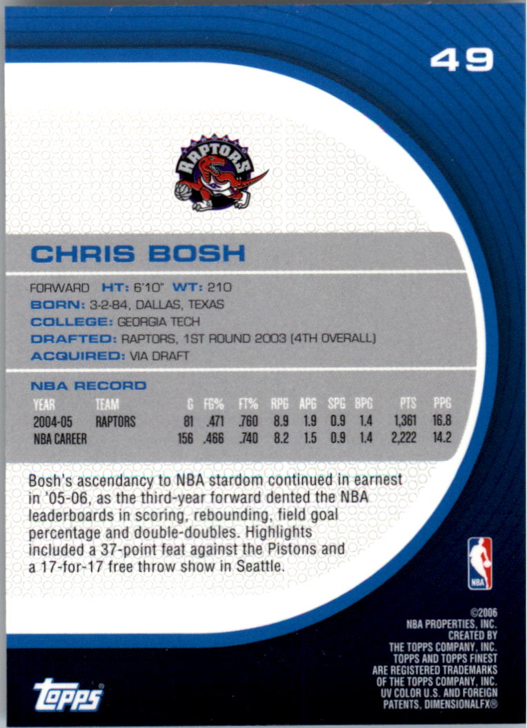 2005-06 Finest #49 Chris Bosh back image