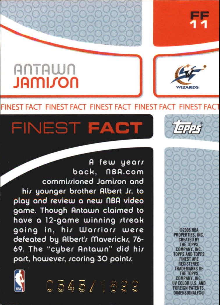 2005-06 Finest Fact #FF11 Antawn Jamison back image