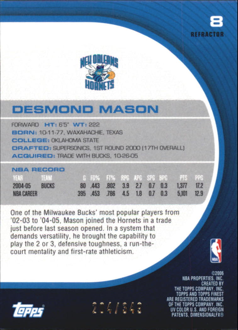 2005-06 Finest Refractors #8 Desmond Mason back image