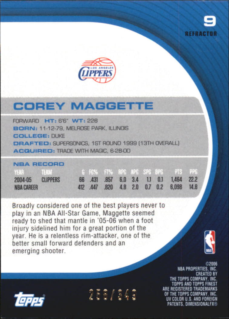 2005-06 Finest Refractors #9 Corey Maggette back image