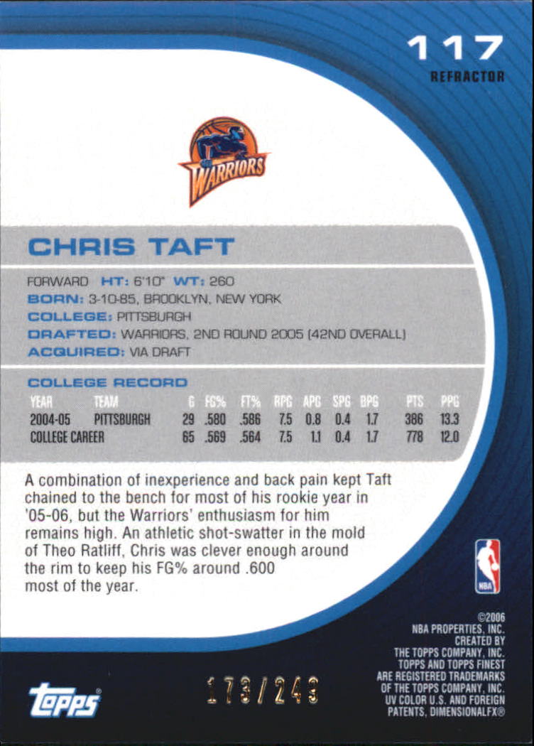 2005-06 Finest Refractors #117 Chris Taft back image