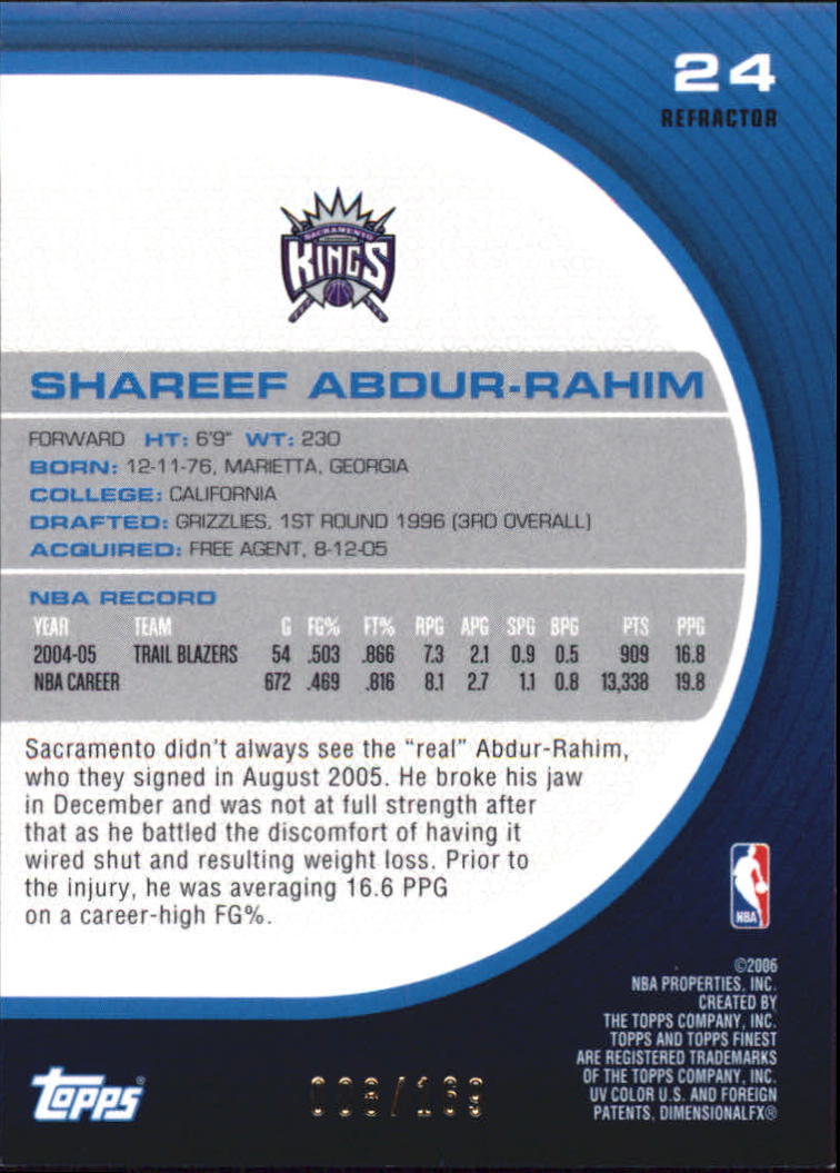 2005-06 Finest Refractors Red #24 Shareef Abdur-Rahim back image