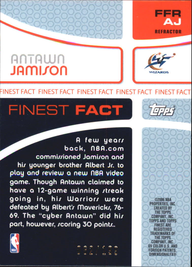 2005-06 Finest Fact Relics Refractors #AJ Antawn Jamison back image