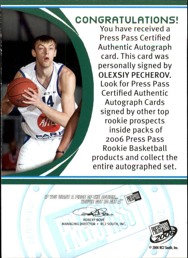 2006 Press Pass Autographs #71 Olexsiy Pecherov back image