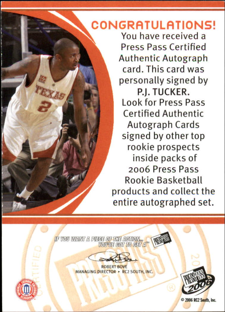 2006 Press Pass Autographs #89 P.J. Tucker back image