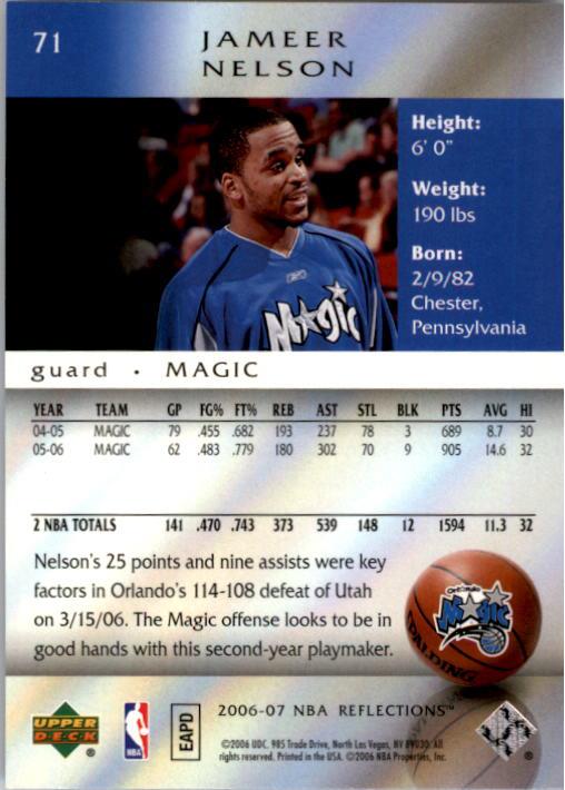 2006-07 Reflections #71 Jameer Nelson back image