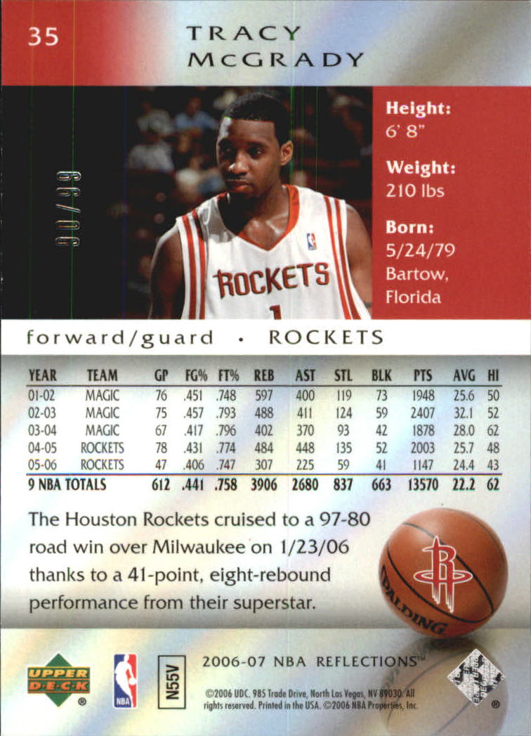 2006-07 Reflections Copper #35 Tracy McGrady back image