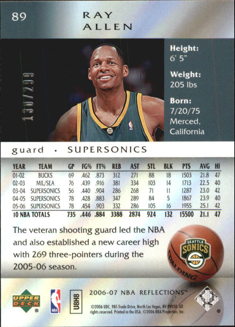 2006-07 Reflections Gold #89 Ray Allen back image