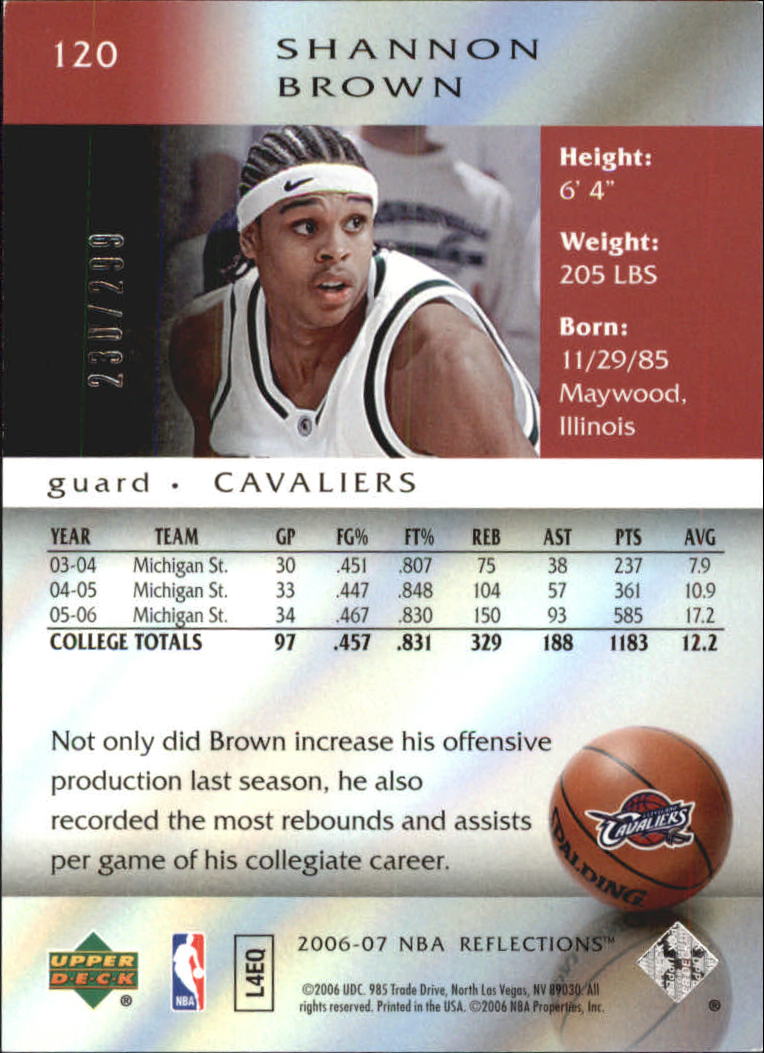 2006-07 Reflections Gold #120 Shannon Brown back image