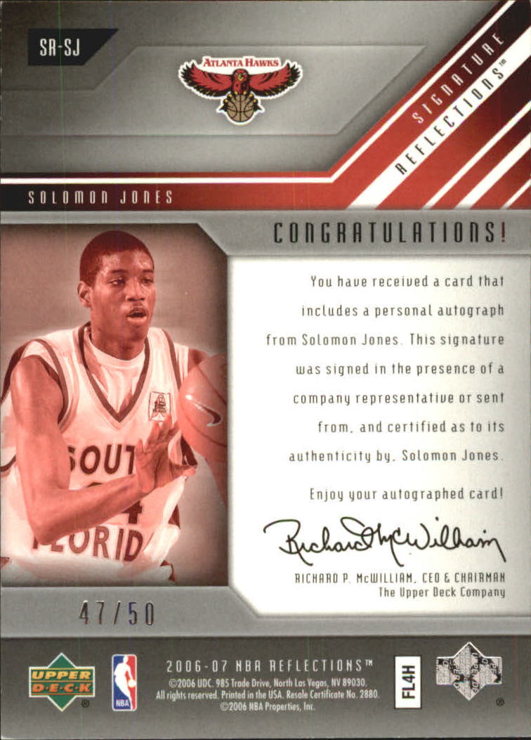 2006-07 Reflections Signature Gold #SJ Solomon Jones/50 back image