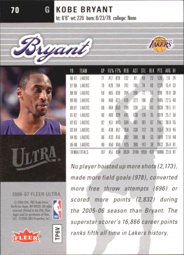 2006-07 Ultra #70 Kobe Bryant back image