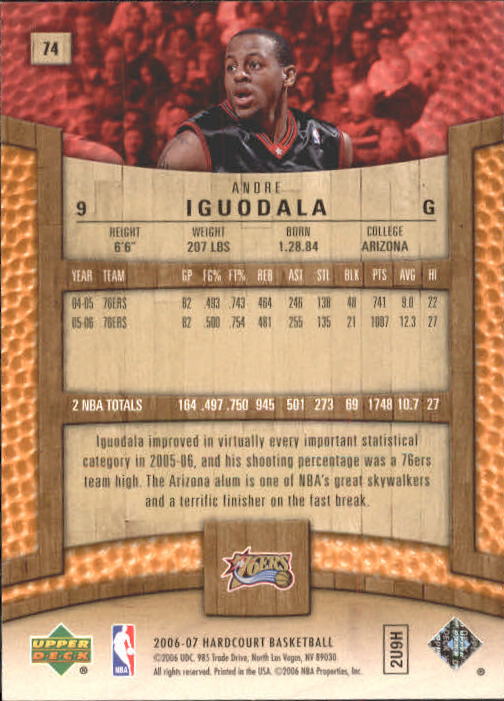 2006-07 Upper Deck Hardcourt #74 Andre Iguodala back image