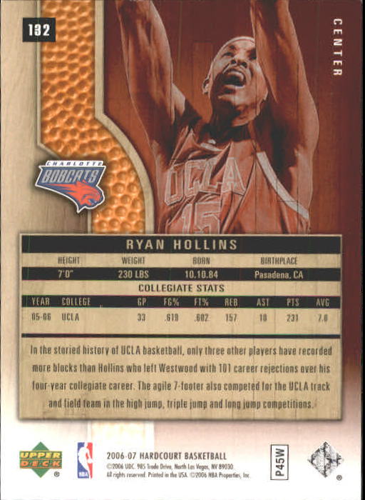 2006-07 Upper Deck Hardcourt #132 Ryan Hollins RC back image