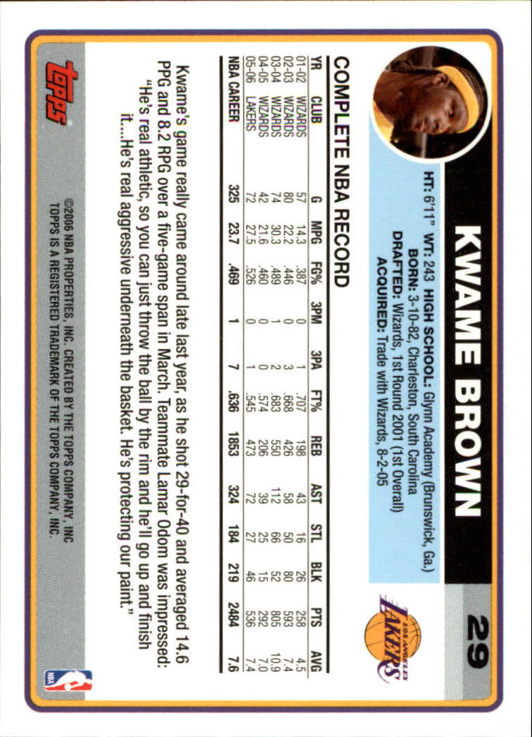 2006-07 Topps #29 Kwame Brown back image
