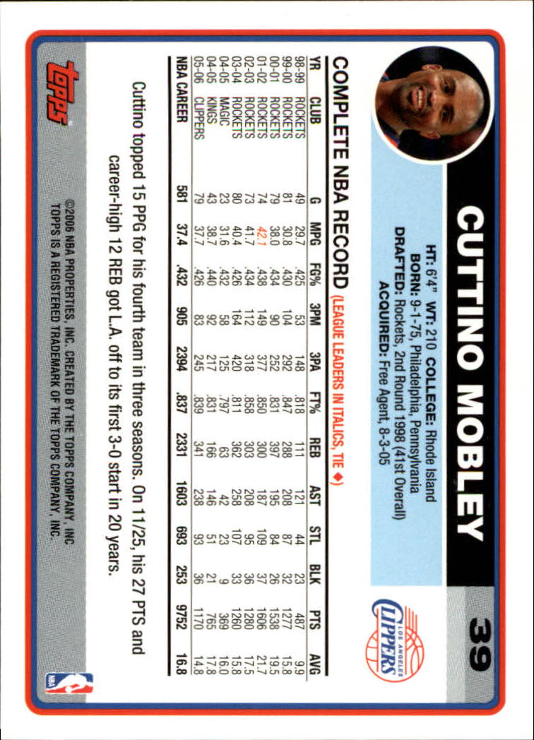 2006-07 Topps #39 Cuttino Mobley back image
